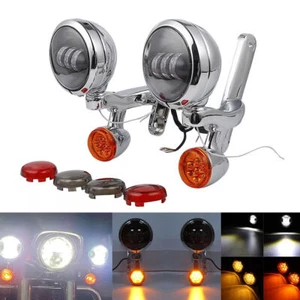 Turn Signal LED Spot Fog Light Bracket Fit For Harley Electra Street Glide FLHX- - Picture 1 of 15