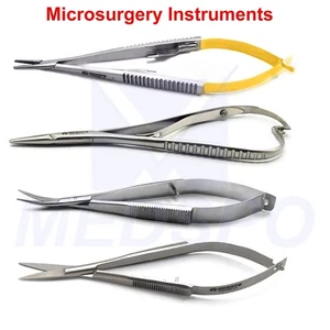 Microsurgery Castroviejo TC Forceps Mathieu Needle Holder Noyes Spring Scissors - Picture 1 of 5