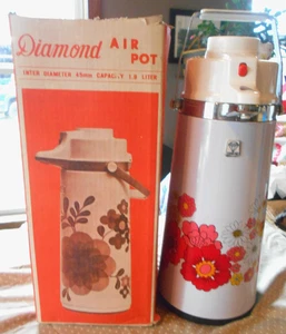 Aspiratore Air Pot Vintage Vetro Diamantato Caffè Termico con Scatola Fondo Girevole Margherite - Foto 1 di 6