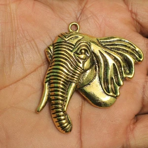 1 Pc German Silver Elephant Pendants Golden - Picture 1 of 8