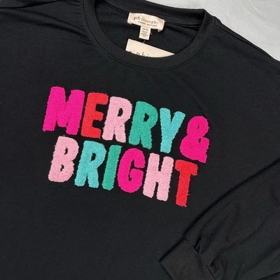 Philosophy Mujer Sudadera Mujer 1X Negro Alegre y Brillante Chenille Pullover Foto 1 de 4