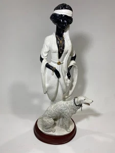 Art Deco Lady With Borzoi Dog Figurine 15" Sculpture Vintage Style Display - Picture 1 of 10