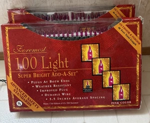 Foremost 2 Sets Of 100 Pink Christmas Light Holiday Green Cord - Picture 1 of 4