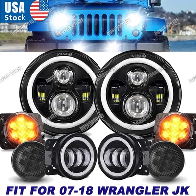 Combo de faros LED 7" para Jeep Wrangler JK 07-17 + luz antiniebla giratoria lateral Foto 1 de 4