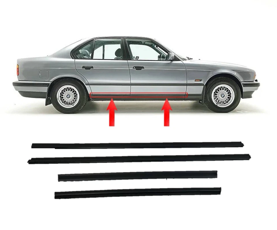 Molduras de molduras inferiores para puertas BMW E34 - Juego de 4 carrocerías de goma para tiras de goma Foto 1 de 4