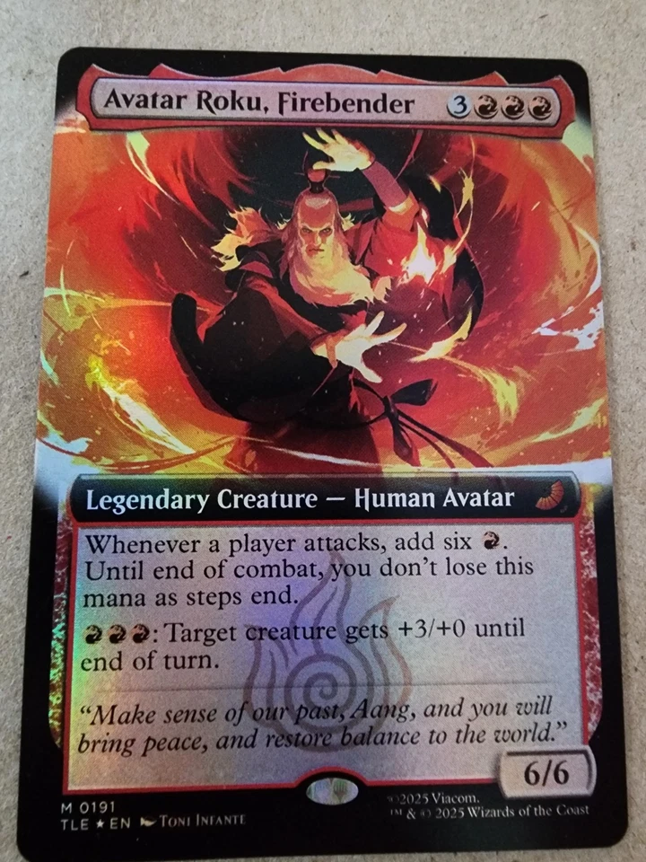 Avatar Roku, Firebender - Extended Art Foil #191 - Avatar The Last Airbender Mtg - Image 1 of 1