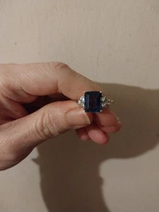 Stunning Swarovski CZ Blue and Clear CZ Sterling / 925 Ring - Picture 1 of 5