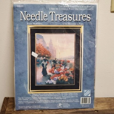 Paris Morning Counted Cross Stitch Kit 04633 12x16 Vtg 2000 Christa Kieffer New - Image 1 of 4