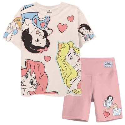 Disney Princess Girls Graphic T-Shirt and Bike Shorts Set, 2-Piece, Sizes 4-16 - Image 1 of 4
