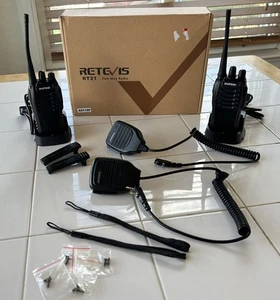 Retevis RT21 Rechargeable Long Range 2-Way Radios + 2 Baofeng Handheld Speakers  - Picture 1 of 8