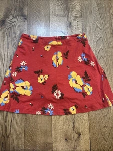 Toad & Co Organic Cotton Blend Skort Skirt w/Shorts Red Floral, Women's M - Picture 1 of 8