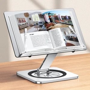 360° Rotating & Adjustable Book Stand for Reading, Book Holder with Elastic P... - Picture 1 of 7