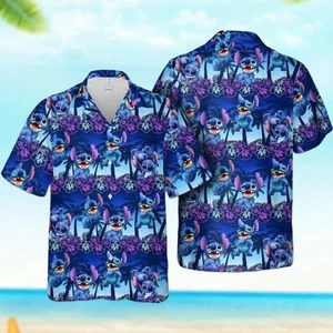 Stitch Hawaiihemd Lilo und Stitch lustiges Strandhemd Disneyland Aloha Shirts - Bild 1 von 3