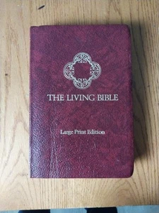 The Living Bible Paraphrased LARGE PRINT 1986 Red Letter Faux Leather Tyndale - Foto 1 di 8