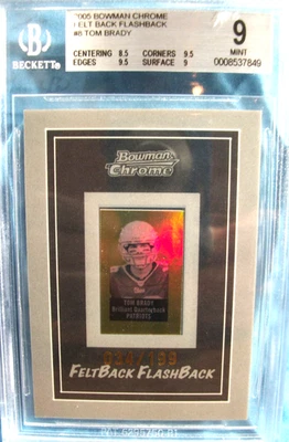 Bowman 2005 cromo Tom Brady fieltro trasero flashback/199 BGS COMO NUEVO 9 súper raro Foto 1 de 4