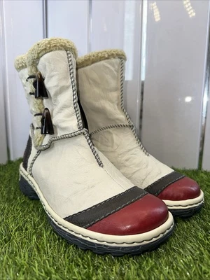 Ladies Rieker Ankle Leather Boots Size 4, Faux Fur Lined Absolutely Gorgeous - Image 1 of 4