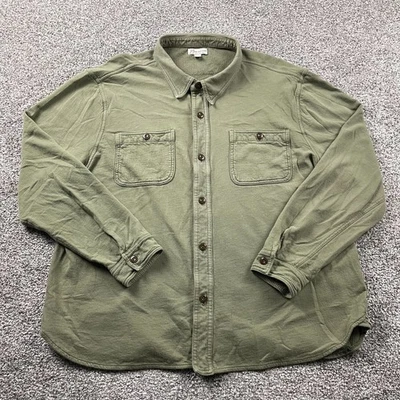 J Crew Shirt Men Extra Large Green Knit Button Up Workshirt Military Army Malibu - Image 1 of 4