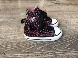 Converse Toddler High Top Shoes Size 5 Infant Color Black Pink Stars 754854F - Picture 1 of 13