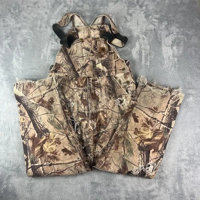 Carhartt R54 977 Double Knee RealTree Camouflage Bib Overalls 34x29 Streetwear - Image 1 of 4