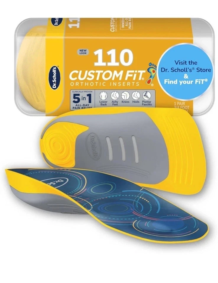 INSERTOS ORTOPÉDICOS DR. SCHOLL'S 110 AJUSTE PERSONALIZADO 5 EN 1 1 PAR 3/4 PIES DE LONGITUD Foto 1 de 1