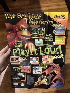 1994 Super Nintendo SNES Play It Loud Star Fox Power Club Poster - Donkey Kong - Bild 1 von 2