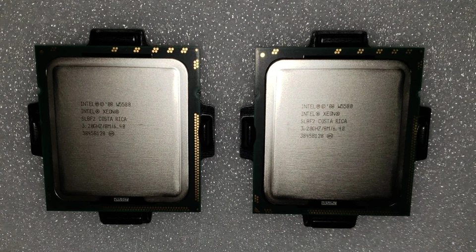 Matching NOS pair Intel Xeon X5580 CPU Quad-Core 3.2 GHz 8M 1333MHz SLBF2 1366 - Image 1 of 1