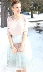 Lauren Conrad Disney Tulle Skirt Women's Large Blue Castle Cinderella Pull On - Picture 1 of 12