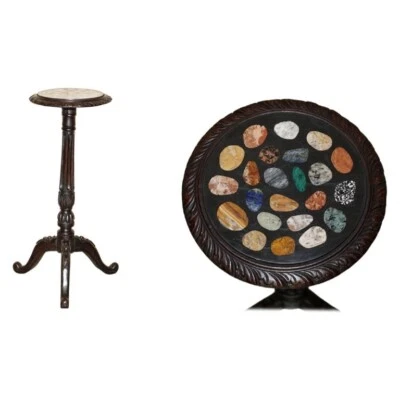 FINA LÁMPARA LATERAL VICTORIANA 1880 PIETRA DURA ESPÉCIMEN MÁRMOL Foto 1 de 4