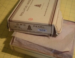 3952 Antique DMC spools of perle cotton, majenta, cream, original boxes - Picture 1 of 4