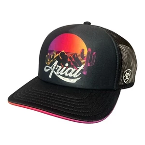 Ariat Western Womens Cap Black Baseball Hat Sunset Desert Scene OS A300092901 - Picture 1 of 2