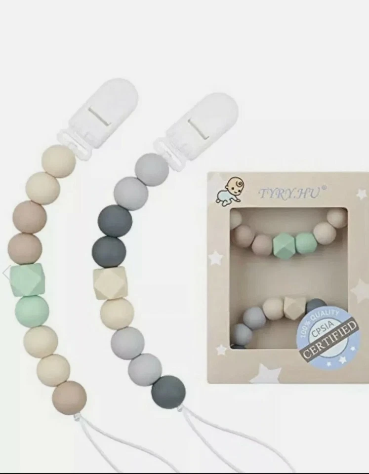 Clip para chupete, TYRY.HU Cuentas de dentición de silicona Soporte Binky Mordedor calmante para. Foto 1 de 2