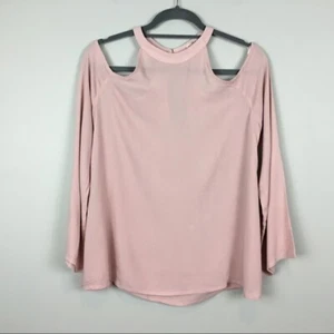 Blusa Top Hombro Frío Rosa Rubor Semi Transparente Manga Campana S Pequeña Nueva - Imagen 1 de 3