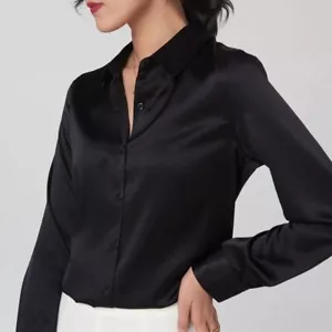 Business Kleidung echte Maulbeerseide Kleid Hemden Langarm Bluse Business Tops - Bild 1 von 36