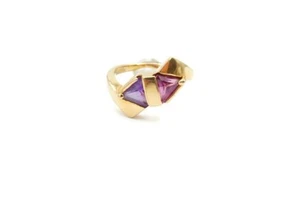 14k Yellow Gold Pink Tourmaline Amethyst Ring Size 4.5 - Picture 1 of 12