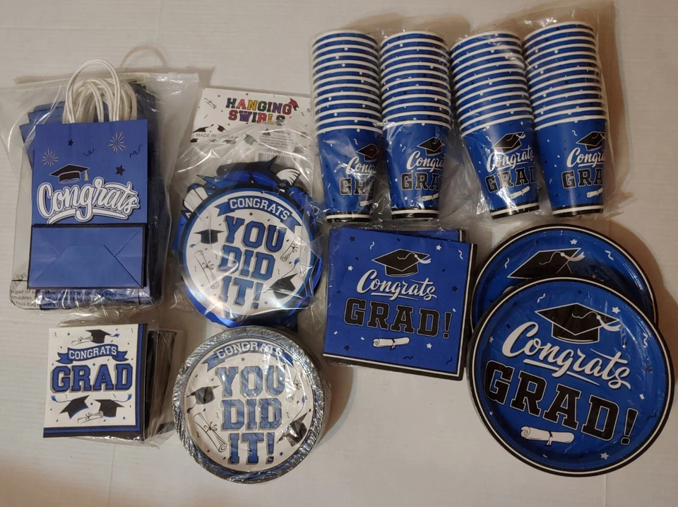 Papelería GRATIS Azul Fiesta Graduación Cualquier Año Sirve 50 y Extras Total 277 Nuevo Foto 1 de 4