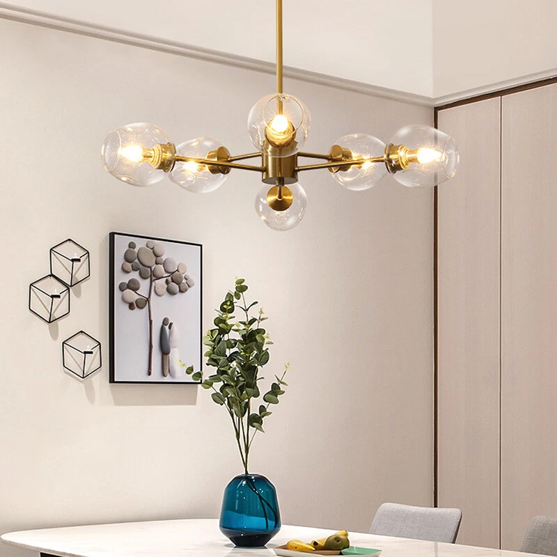 Molecular Glass Chandelier 6-Light Pendant Light Hanging Ceiling Fixture Lamps - Image 1 of 4