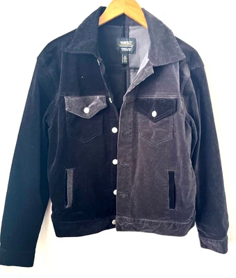 WESC Hombres Talla XXS Mujeres XS Unisex Pana Camisa Chaqueta Negra/Gris - Funciona Grande Foto 1 de 4