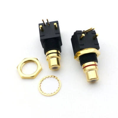 Conector RCA de latón de 2 piezas enchufe hembra PCB montaje en panel adaptador de soldadura enchufe - Imagen 1 de 3