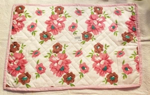Pink Floral Quilted Gingham Placemat 19" X 13"  100% Cotton - Picture 1 of 4