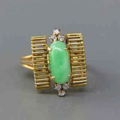 Anillo de jadeíta ESTATE oro de 18 quilates y DIAMANTE Foto 1 de 4