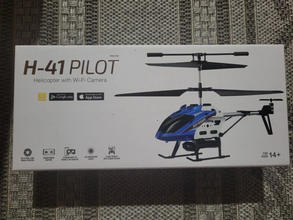 H-41 Pilot Sky Rider Helicopter Drone with Wi-Fi Camera, (DRW241BU) BLUE, New! - Image 1 of 2