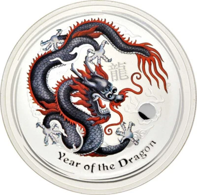 1 oz Silber Lunar II Drache Schwarz Black 2012 in Kapsel - Bild 1 von 2