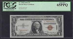 🇺🇸 1935A $1  "HAWAII"   ♚♚ L----C  BLOCK ♚♚  PCGS GEM NEW 65 PPQ HARD TO FIND! - Picture 1 of 2