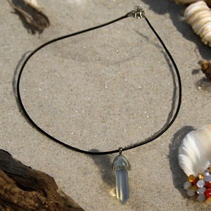Genuine Opalite Necklace Natural Stone Pendant Pillar Prism Healing Point - Picture 1 of 3