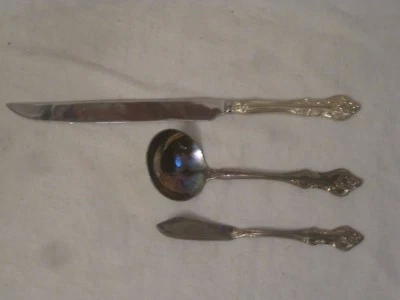 RSVP Indonesia silver plated silver-plated silverware small ladel knife 8" blade - Image 1 of 4