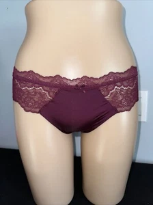 Victoria Secret Dream Angels Lace Satin Burgundy Thong String Size Medium # 432 - Picture 1 of 6