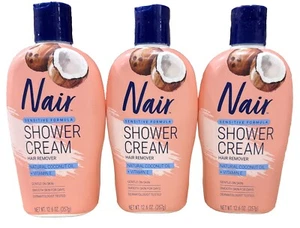 NAIR Sensitive Shower Cream Hair Remover w/ Natural Coconut Oil - 3 Pack - Picture 1 of 3