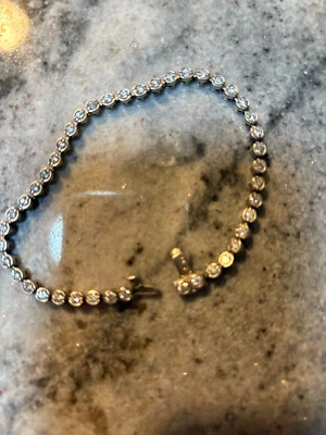 Ladies Diamond Tennis Bracelet stamped 14K white gold, containing 43 diamonds - Image 1 of 4