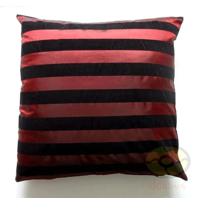 burgundy black striped Raised Flocked Fashion Satin Cushion Cover/Pillow case - Image 1 of 4