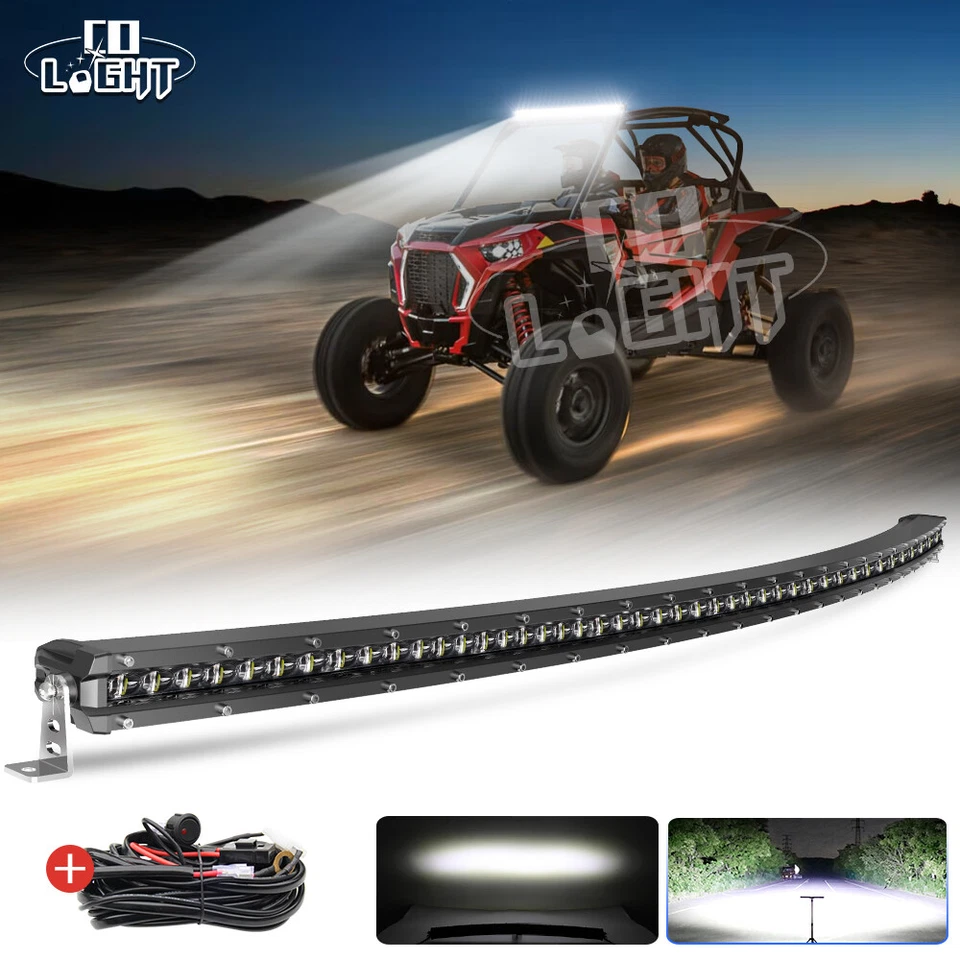 Curved 52inch 700W LED Light Bar Flood Spot Roof Driving RZR SUV ATV UTV 4WD 50" - Image 1 of 4